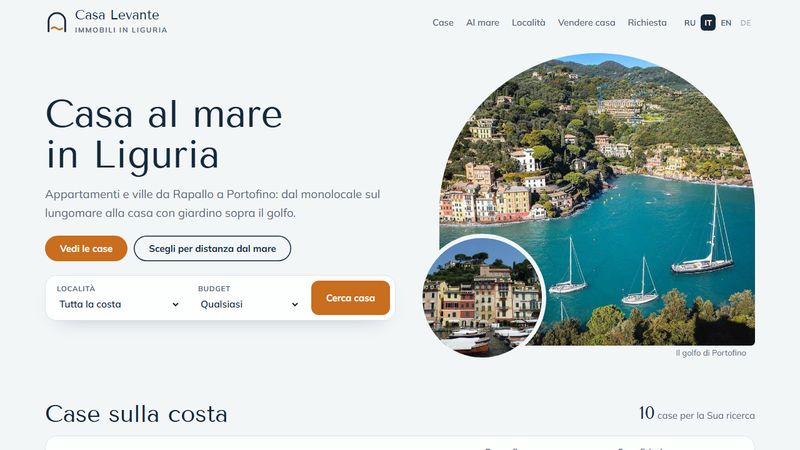 Prima schermata del sito Casa Levante