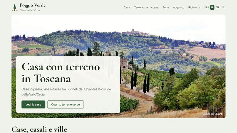Prima schermata del sito Poggio Verde